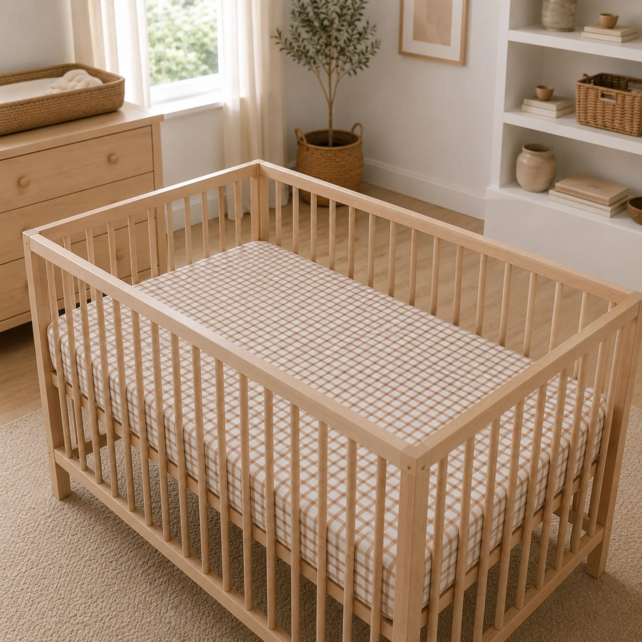 Drap Contour pour Lit de Bébé - Carreaux - Image 2