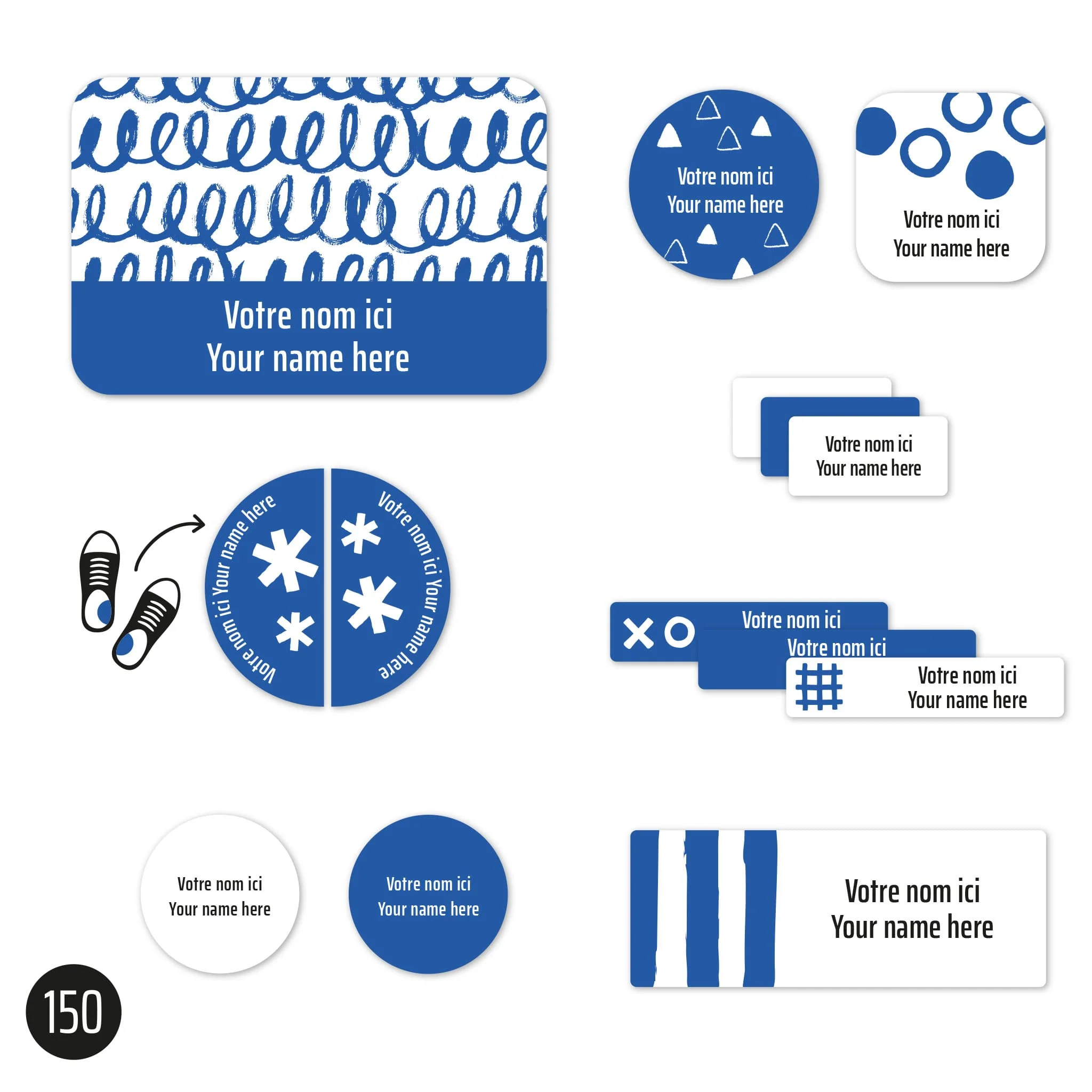 Étiquettes Essentiel - Motifs bleus