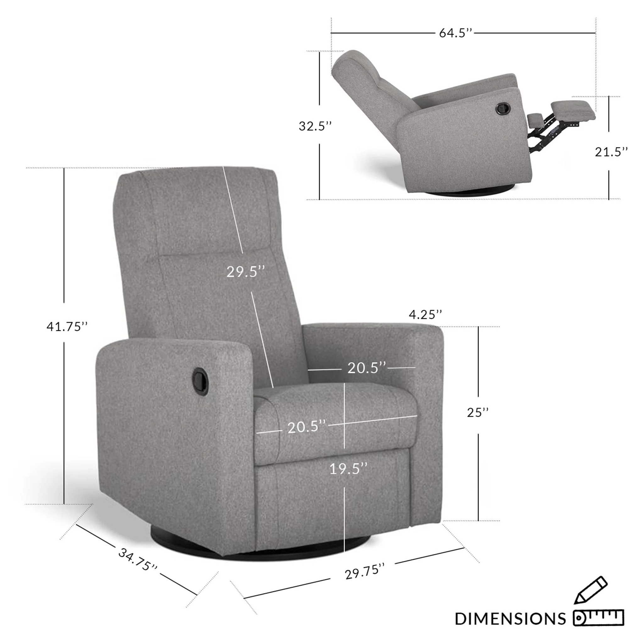 Fauteuil Berçant et Pivotant Nelly - Beyond Sheep Vanille / Noir avec Mécanisme Électrique - Image 4