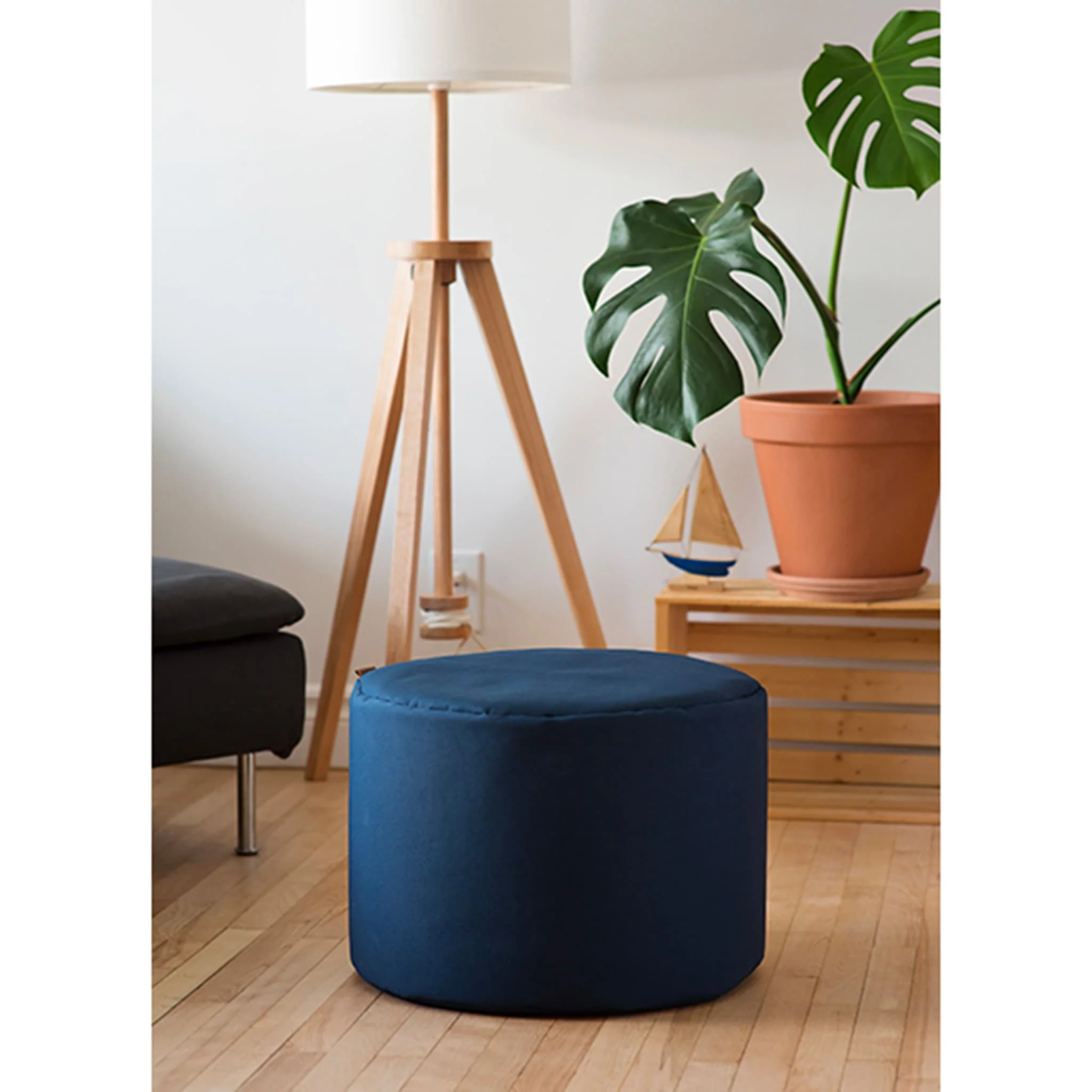 Pouf Repose-pieds Rond - Marin - Image 2
