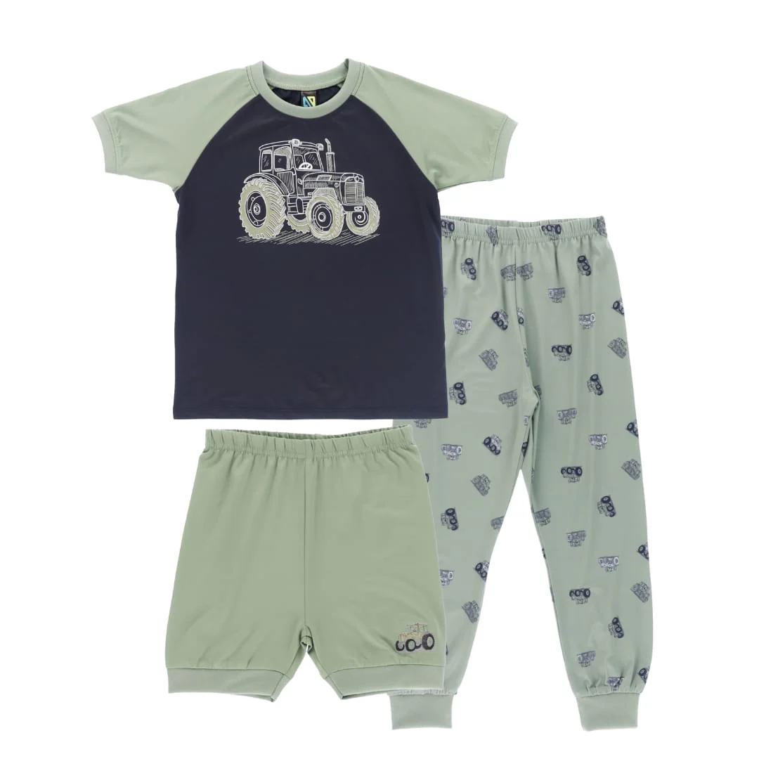 Pyjama Trois Pièces Tracteurs 2-12ans