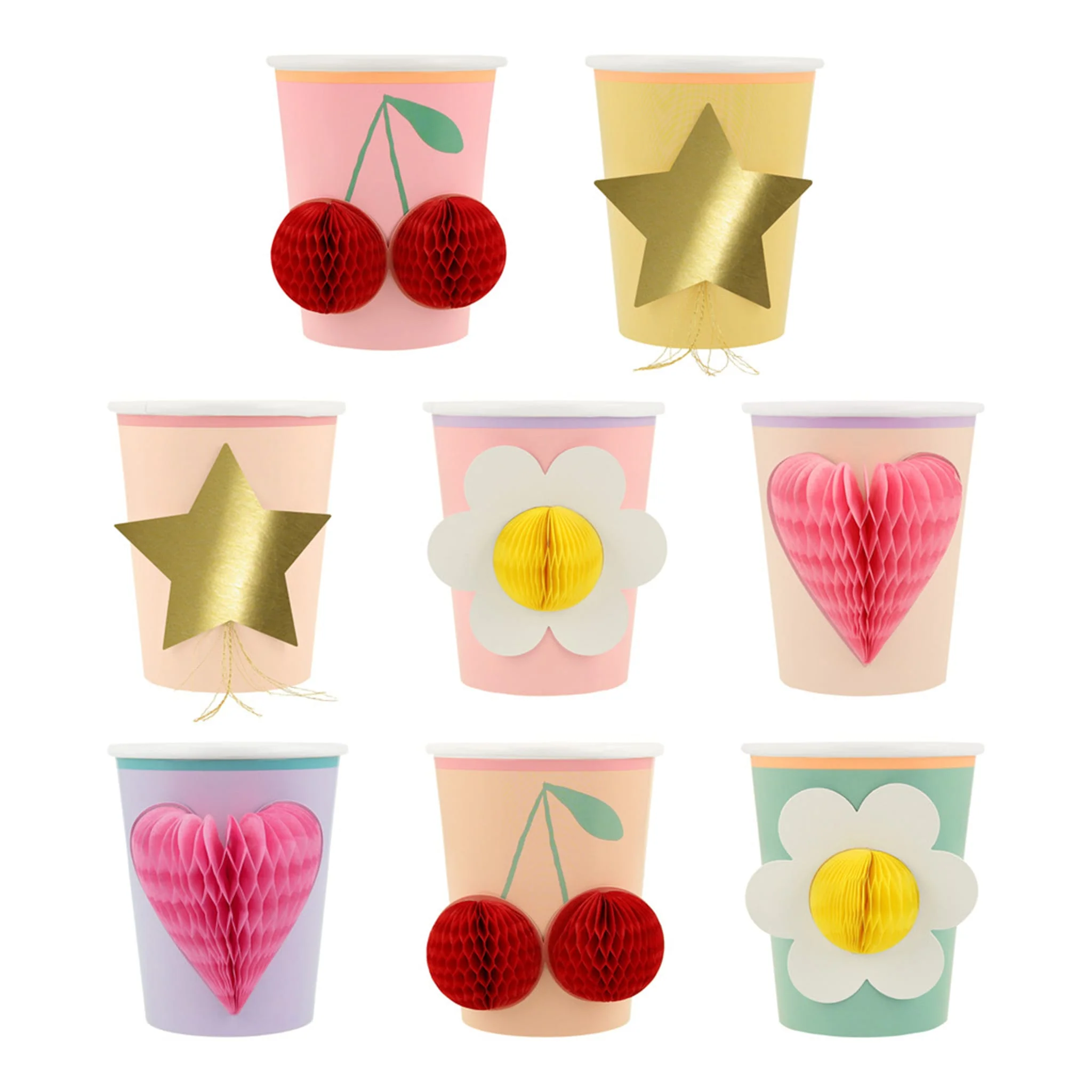 Verres de Carton Motifs Assortis Fleurs Icônes (8)